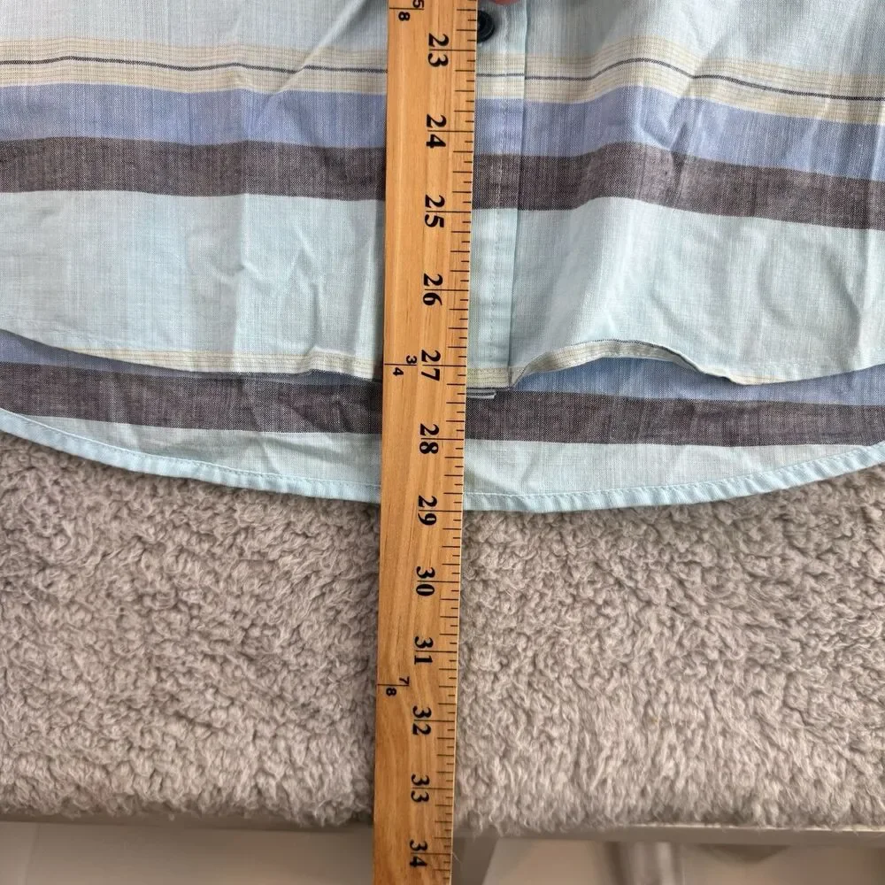 Patagonia Shirt Mens L Blue Striped Short Sleeve Button‎ Up Organic Cotton - Picture 5 of 8